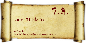 Tarr Milán névjegykártya